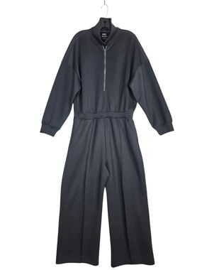 Abercrombie and Fitch YPF Black Long-Sleeve Zip  Wideleg Jumpsuit neoprene